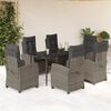 vidaXL Set comedor jard&iacute;n 7 pzas y cojines rat&aacute;n sint&eacute;tico gris