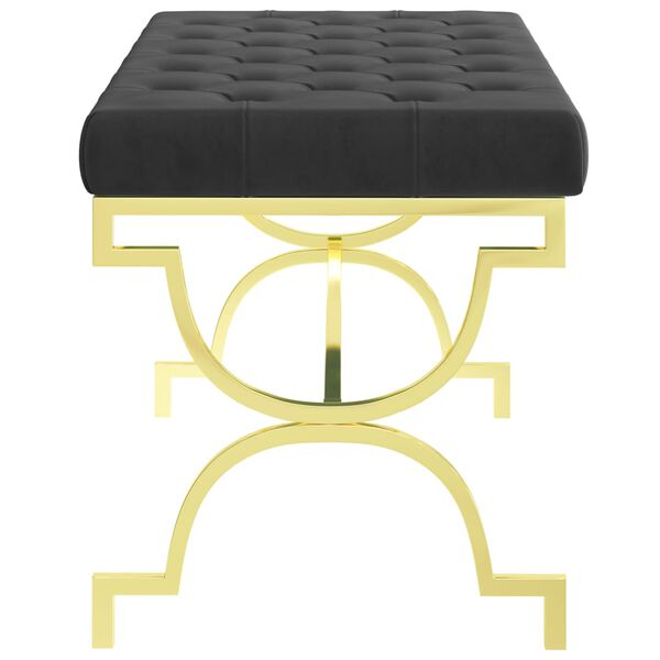 vidaXL Banco de acero inoxidable y terciopelo negro 99 cm