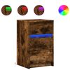 vidaXL Mesita de noche con luces LED madera ingenier&iacute;a roble ahumado