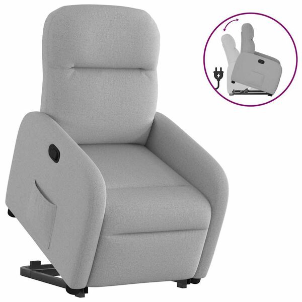 vidaXL Sill&oacute;n reclinable elevable de tela gris nube
