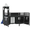 vidaXL Cama alta niños con torre madera pino blanco negro 90x190 cm
