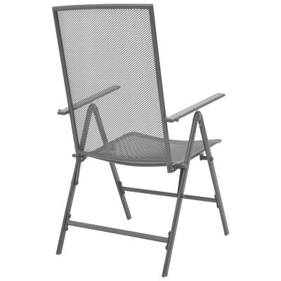 vidaXL Juego de bistró 3 piezas con sillas plegables acero antracita