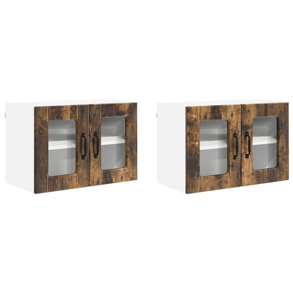 vidaXL Mueble de Cocina con puerta 2 pcs Roble ahumado 60 x 31 x 40 cm