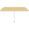 vidaXL Toldo autom&aacute;tico LED sensor de viento amarillo blanco 450x350cm