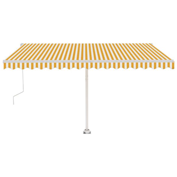 vidaXL Toldo autom&aacute;tico LED sensor de viento amarillo blanco 450x350cm