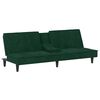 vidaXL Sof&aacute; cama con portavasos terciopelo verde oscuro