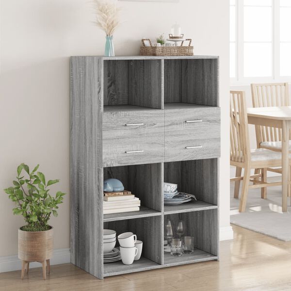 vidaXL Aparador de madera de ingenier&iacute;a gris Sonoma 80x42,5x124 cm