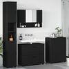 vidaXL Juego de muebles de ba&ntilde;o 4 pcs Negro Madera engineered y metal