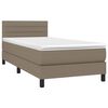 vidaXL Cama box spring colch&oacute;n y luces LED tela gris taupe 100x200 cm