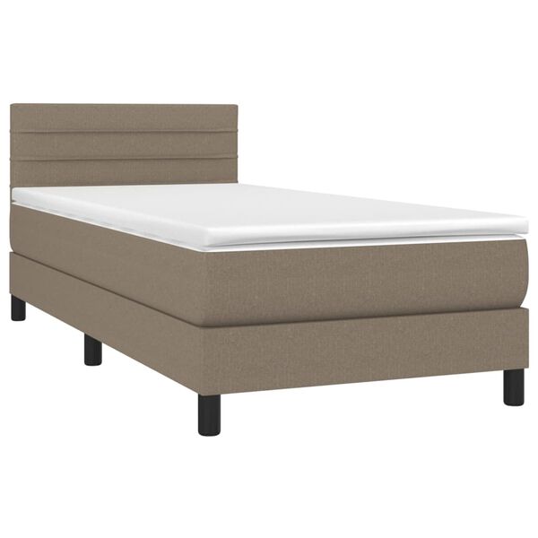 vidaXL Cama box spring colch&oacute;n y luces LED tela gris taupe 100x200 cm