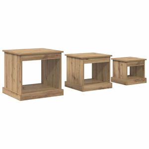 vidaXL Mesa de Caf&eacute; 3 pcs Roble artesanal Madera contrachapada