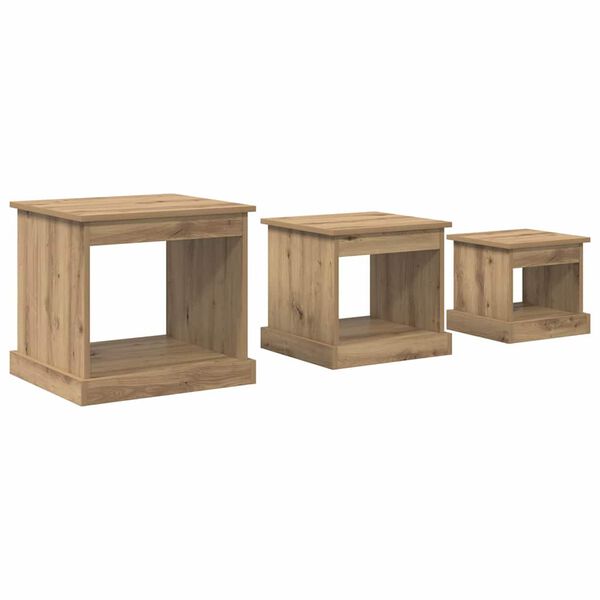 vidaXL Mesa de Caf&eacute; 3 pcs Roble artesanal Madera contrachapada