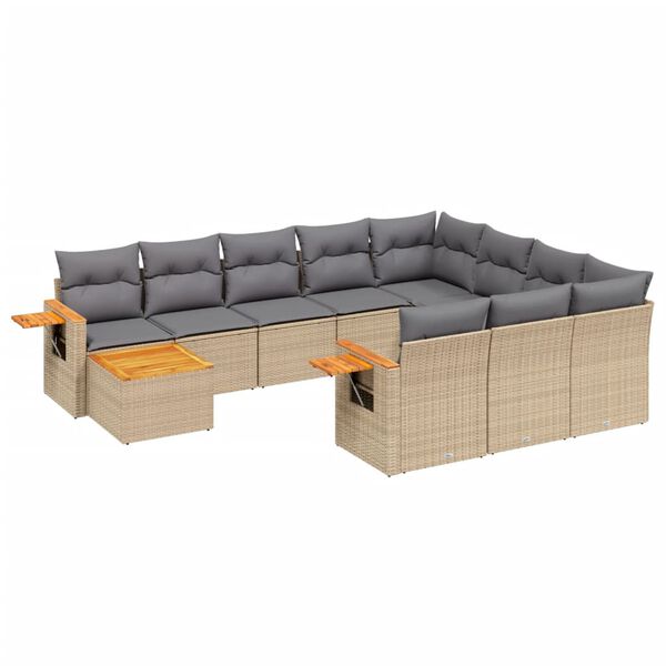vidaXL Set de sof&aacute;s de jard&iacute;n 11pzas con cojines rat&aacute;n sint&eacute;tico beige