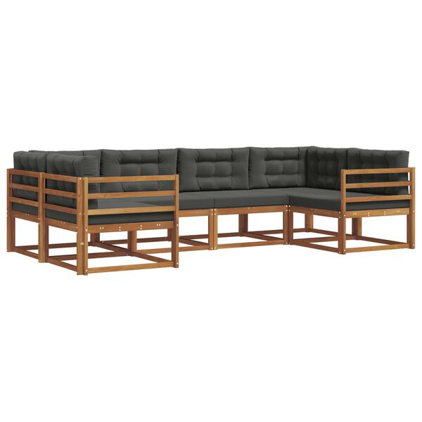 vidaXL Conjunto de sof&aacute;s de exterior 6 pcs Natural y Antracita