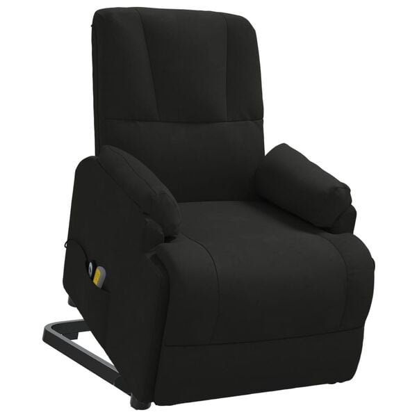 vidaXL Sill&oacute;n de masaje elevable de piel de ante artificial negro