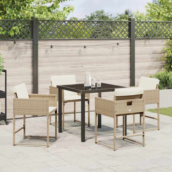 vidaXL Conjunto de Comedor de Jard&iacute;n 5 pcs Beige rat&aacute;n sint&eacute;tico
