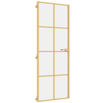 vidaXL Puerta de interior dorada vidrio templado y aluminio 76x201,5cm