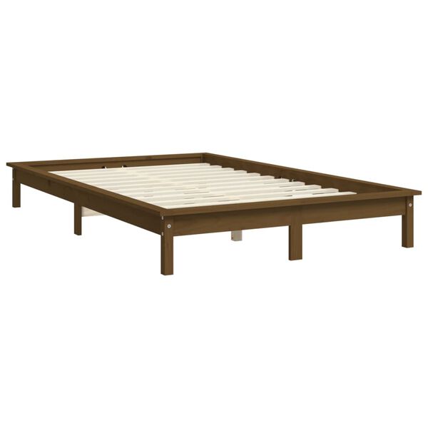 vidaXL Estructura de cama doble madera maciza marr&oacute;n miel 120x190 cm