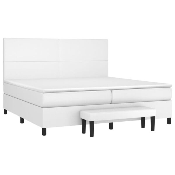 vidaXL Cama box spring con colch&oacute;n cuero sint&eacute;tico blanco 200x200 cm
