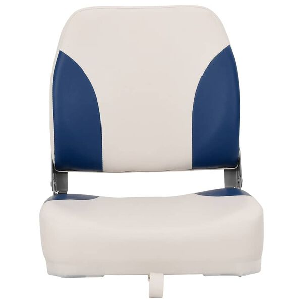 vidaXL Asiento plegable para barco 1 juego con coj&iacute;n blanco y azul