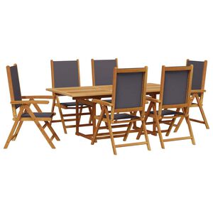 vidaXL Set de comedor de jard&iacute;n 7 pzas tela madera maciza antracita