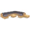 vidaXL Juego muebles de jard&iacute;n 12 piezas y cojines madera maciza teca