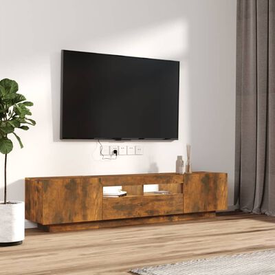 vidaXL Set de muebles TV con LEDS 2 pzas contrachapada roble ahumado