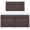 vidaXL Cama box spring con colch&oacute;n tela marr&oacute;n oscuro 140x200 cm