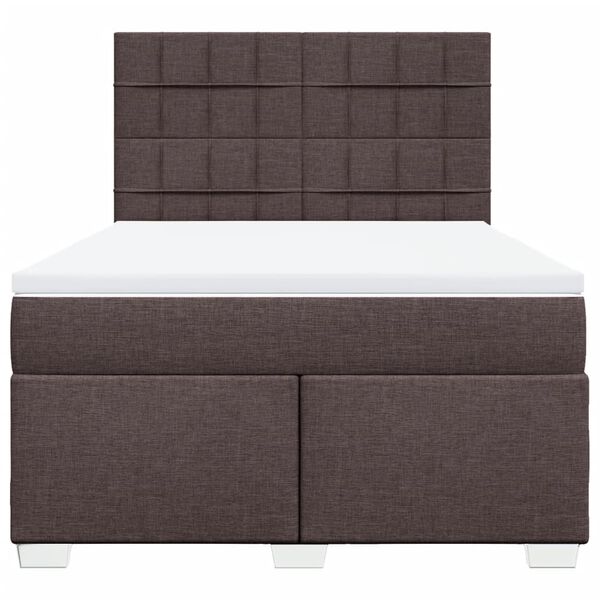 vidaXL Cama box spring con colch&oacute;n tela marr&oacute;n oscuro 140x200 cm