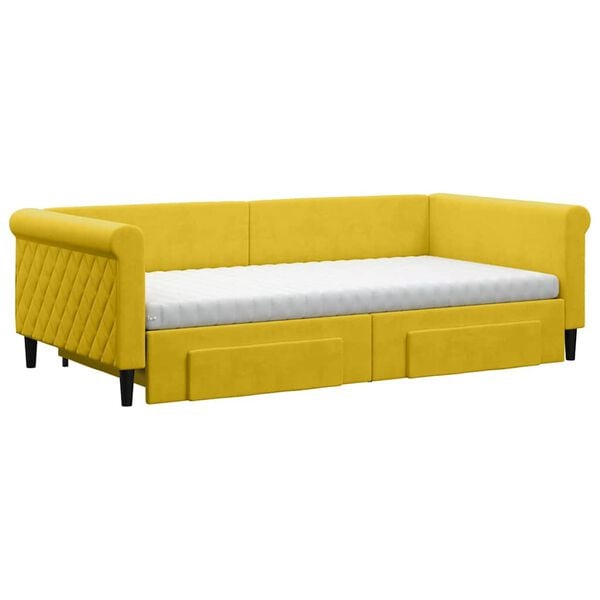 vidaXL Sof&aacute; cama nido con cajones terciopelo amarillo 100x200 cm