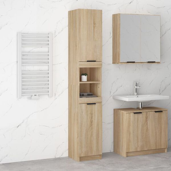 vidaXL Armario de ba&ntilde;o madera ingenier&iacute;a roble Sonoma 32x34x188,5 cm