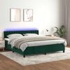 vidaXL Cama box spring colch&oacute;n y LED terciopelo verde oscuro 160x200cm