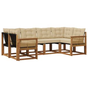 vidaXL Conjunto de sof&aacute;s de exterior 6 pcs Natural y Beige