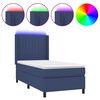 vidaXL Cama box spring colch&oacute;n y luces LED tela azul 90x190 cm