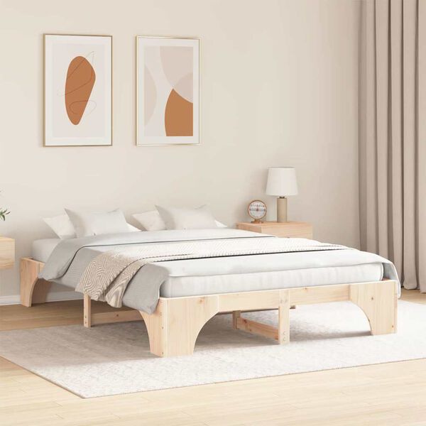 vidaXL Estructura de cama Natural 160 x 200 cm Madera de pino macizo
