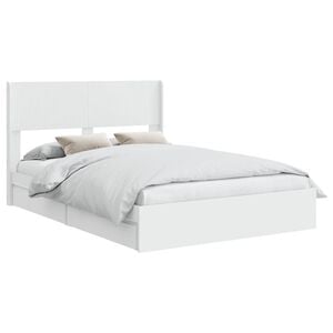 vidaXL Estructura de cama con almacenamiento y cabecero Blanco