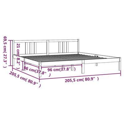vidaXL Estructura de cama madera maciza gris 200x200 cm