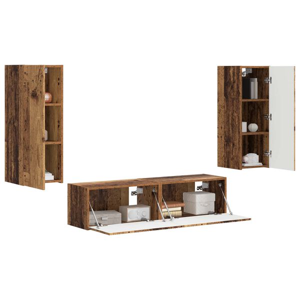 vidaXL Conjunto de mueble de TV Montaje en la pared 2 pcs Madera vieja