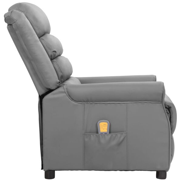 vidaXL Sillón de masaje de cuero sintético gris