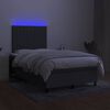vidaXL Cama box spring con colch&oacute;n y LED tela marr&oacute;n oscuro 120x190 cm