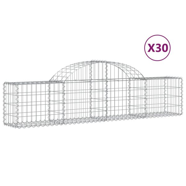 vidaXL Cestas de gaviones 30 uds forma de arco hierro 200x30x40/60 cm