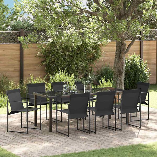 vidaXL Conjunto de Comedor de Jard&iacute;n 9 pcs Negro