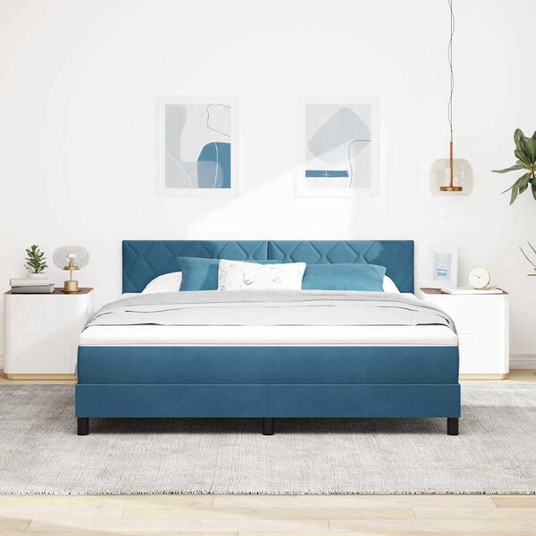 vidaXL Cama tipo Box Spring Azul Oscuro 180 x 200 cm Terciopelo