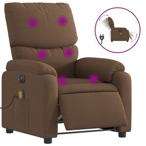 vidaXL Sill&oacute;n reclinable de masaje el&eacute;ctrico tela marr&oacute;n