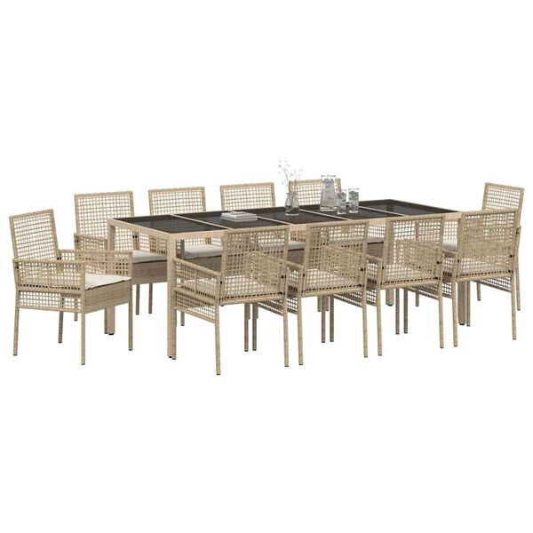 vidaXL Conjunto de Comedor de Jard&iacute;n 11 pcs Beige rat&aacute;n sint&eacute;tico