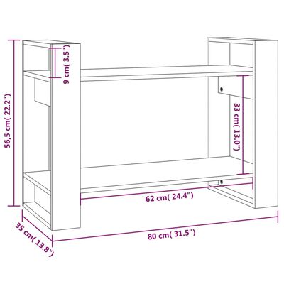 vidaXL Estantería/divisor de espacios madera pino gris 80x35x56,5 cm