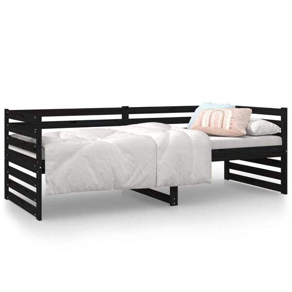 vidaXL Sof&aacute; cama sin colch&oacute;n madera maciza de pino negro 80x200 cm
