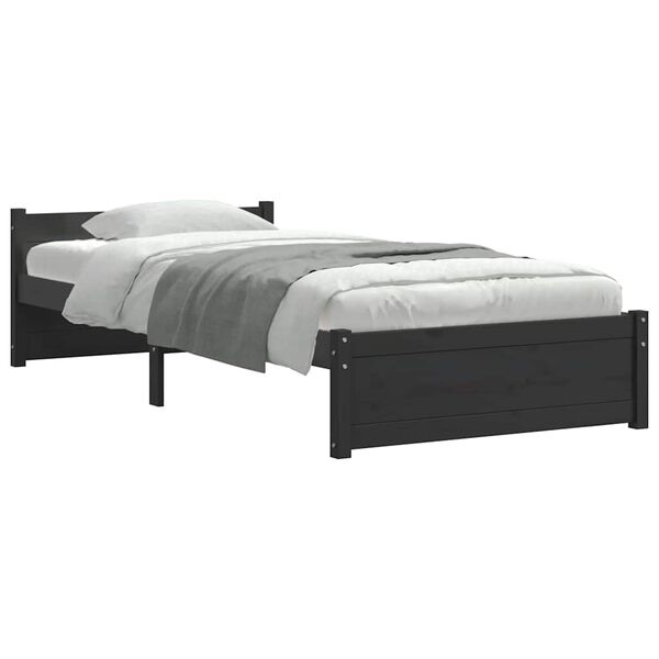 vidaXL Estructura de cama sin colchón madera maciza negro 90x200 cm