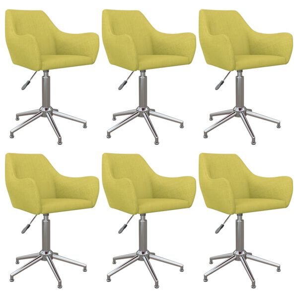 vidaXL Sillas de comedor giratorias 6 unidades tela verde