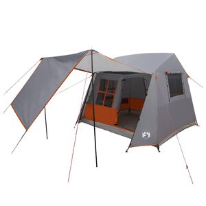 vidaXL Tienda de campa&ntilde;a tipo t&uacute;nel Gris y naranja 275 x 240 x 200 cm